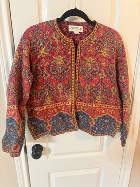 Orvis Kimono Women's Cardigan Medium Quilted Vintage Button-Front Jacket Granny